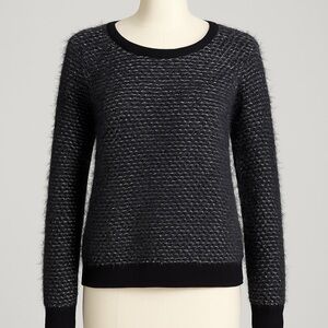 TIBI Women's Black/ Gray Eyelash-Knit Wool Blend Sweater Size Medium